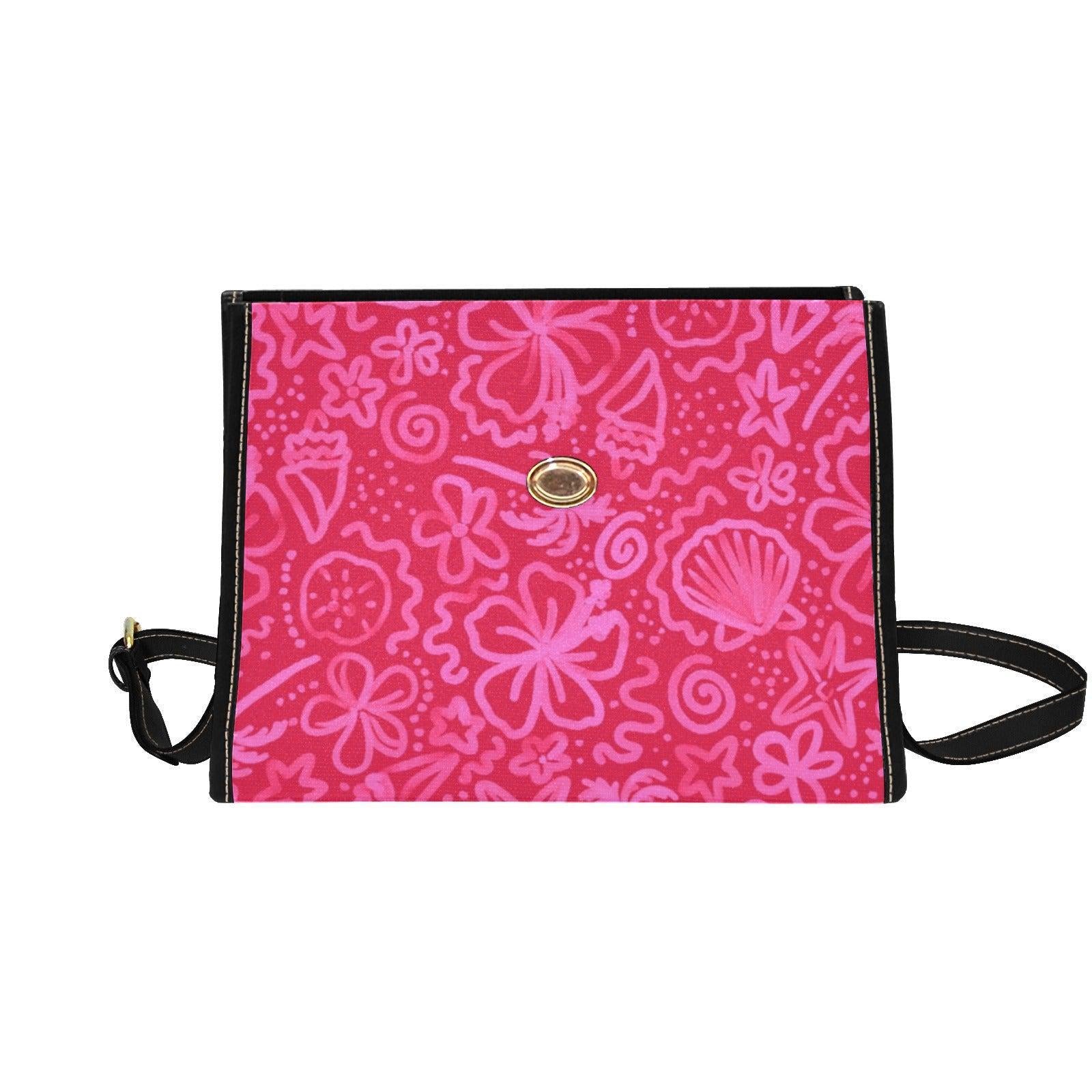 Hot Pink Top Handle Bag, Retro Floral Satchel, Bold Girly Handbag