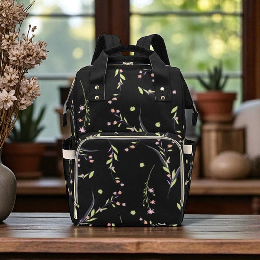 Floral Branch Backpack, Botanical Diaper Bag, Cute Mom Backpack, Nature Inspired Baby Bag Gift, Elegant Nursery Backpack for Stylish Moms