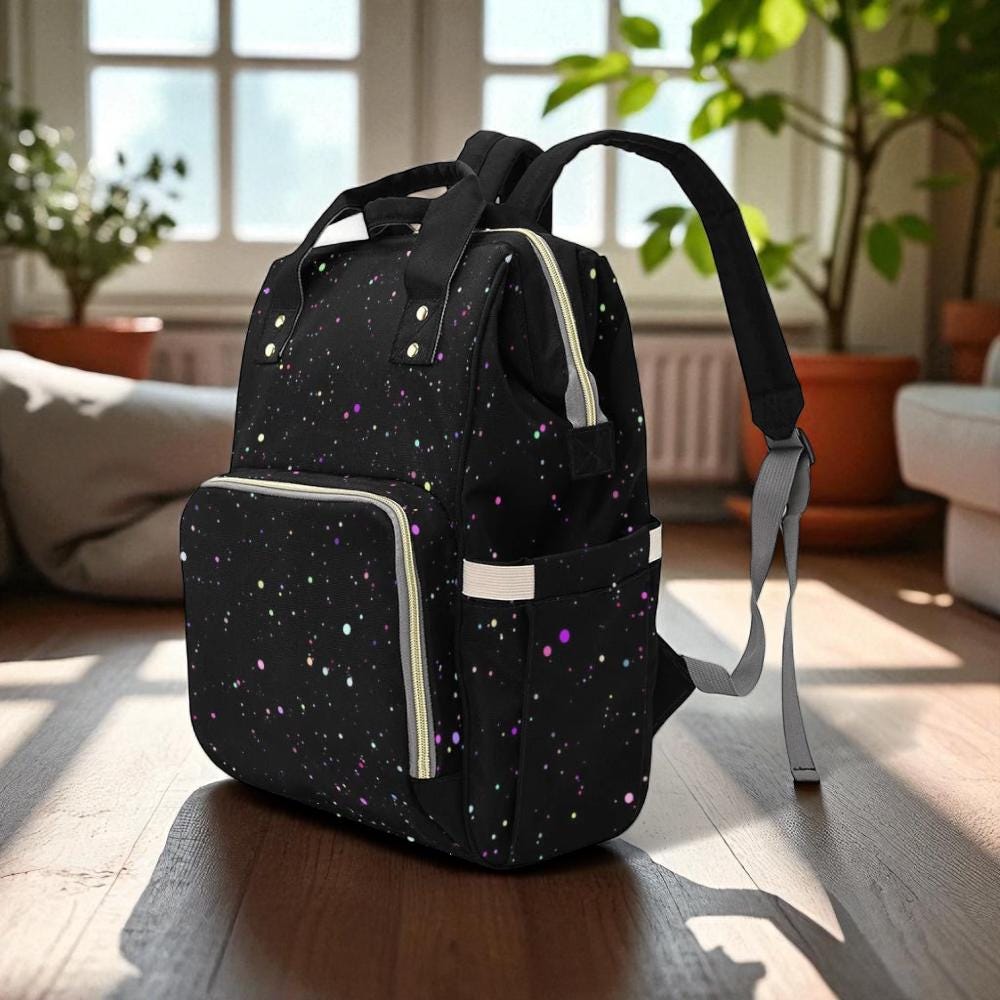 Galaxy Mom Backpack, Astronomy Diaper Bag, Celestial School Bag, Cute Space Nursery Backpack for Trendy Moms, Cosmic Travel Baby Bag