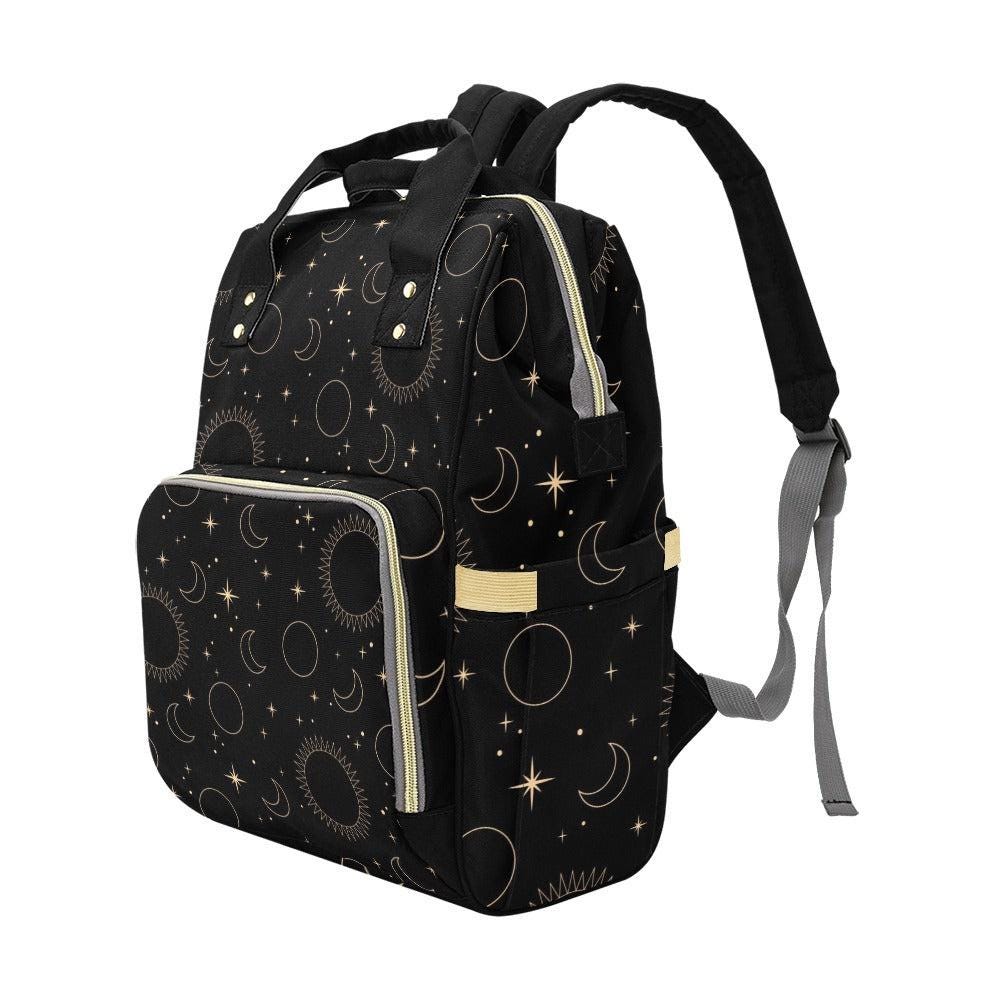 Moon Phase Backpack, Celestial Witch Diaper Bag, Astrology Travel Pack