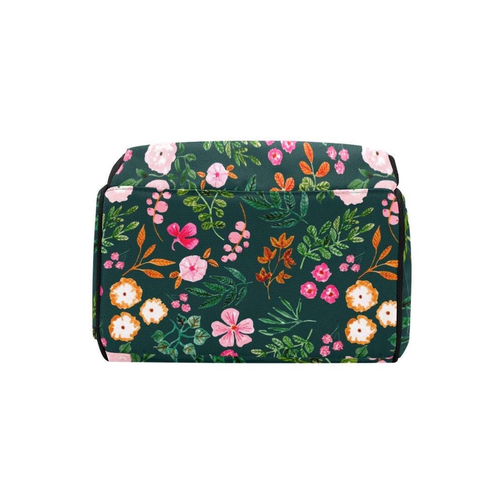 Floral Backpack Dark Green Botanical School Bag Teacher Mom Gift