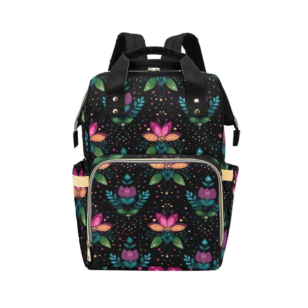 Folk Floral Backpack Colorful Boho School Bag Teacher Diaper Tote