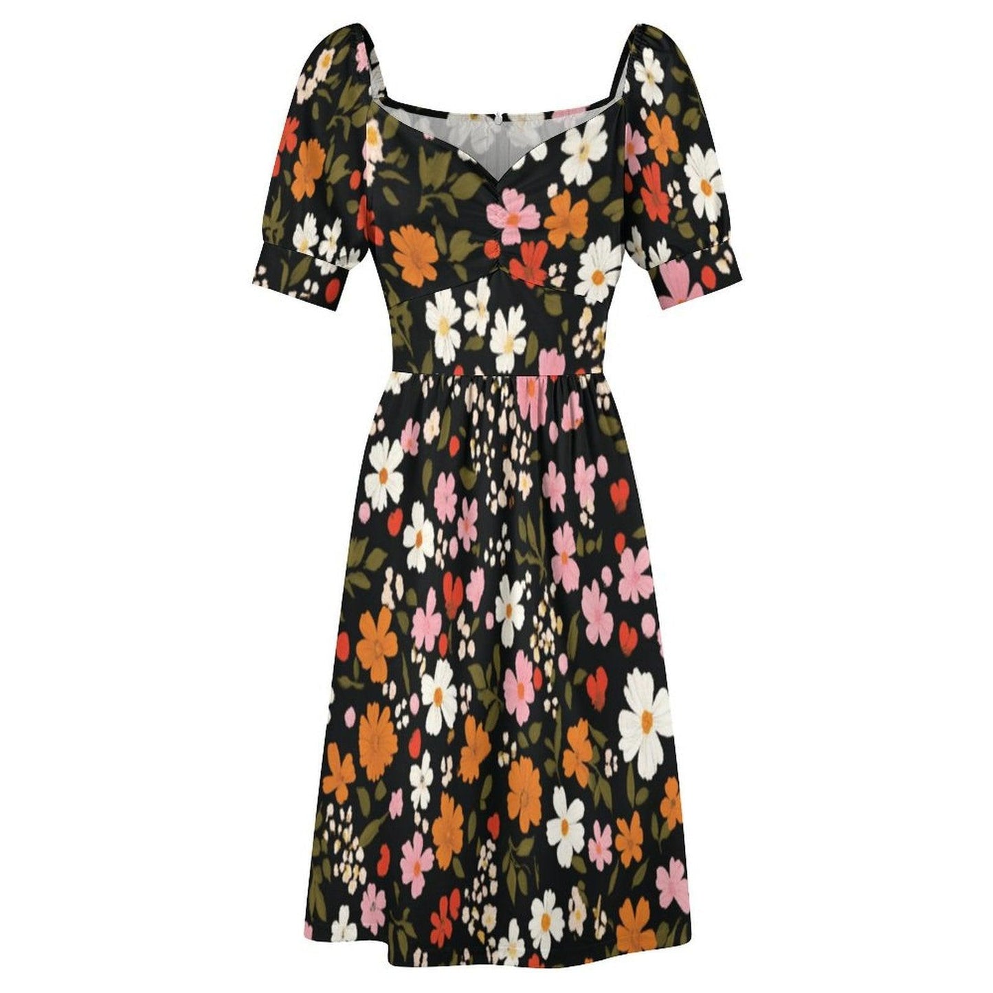 Black Floral Dress, Retro Daisy Sundress, Festival Brunch Outfit, Casual Boho Dress