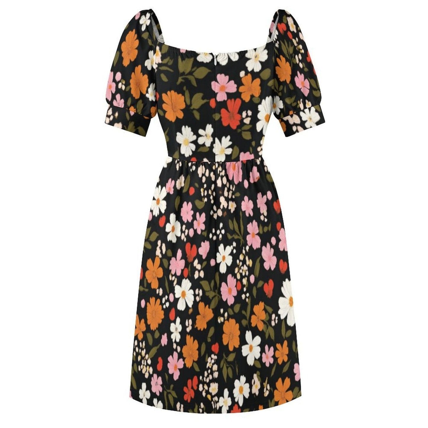Black Floral Dress, Retro Daisy Sundress, Festival Brunch Outfit, Casual Boho Dress