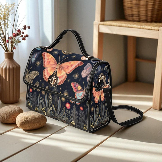 Enchanted Butterfly Garden, Fairycore Floral Print, Whimsical Crossbody Bag, Cottagecore Accessory, Fantasy Purse Gift, Magical Forest Style