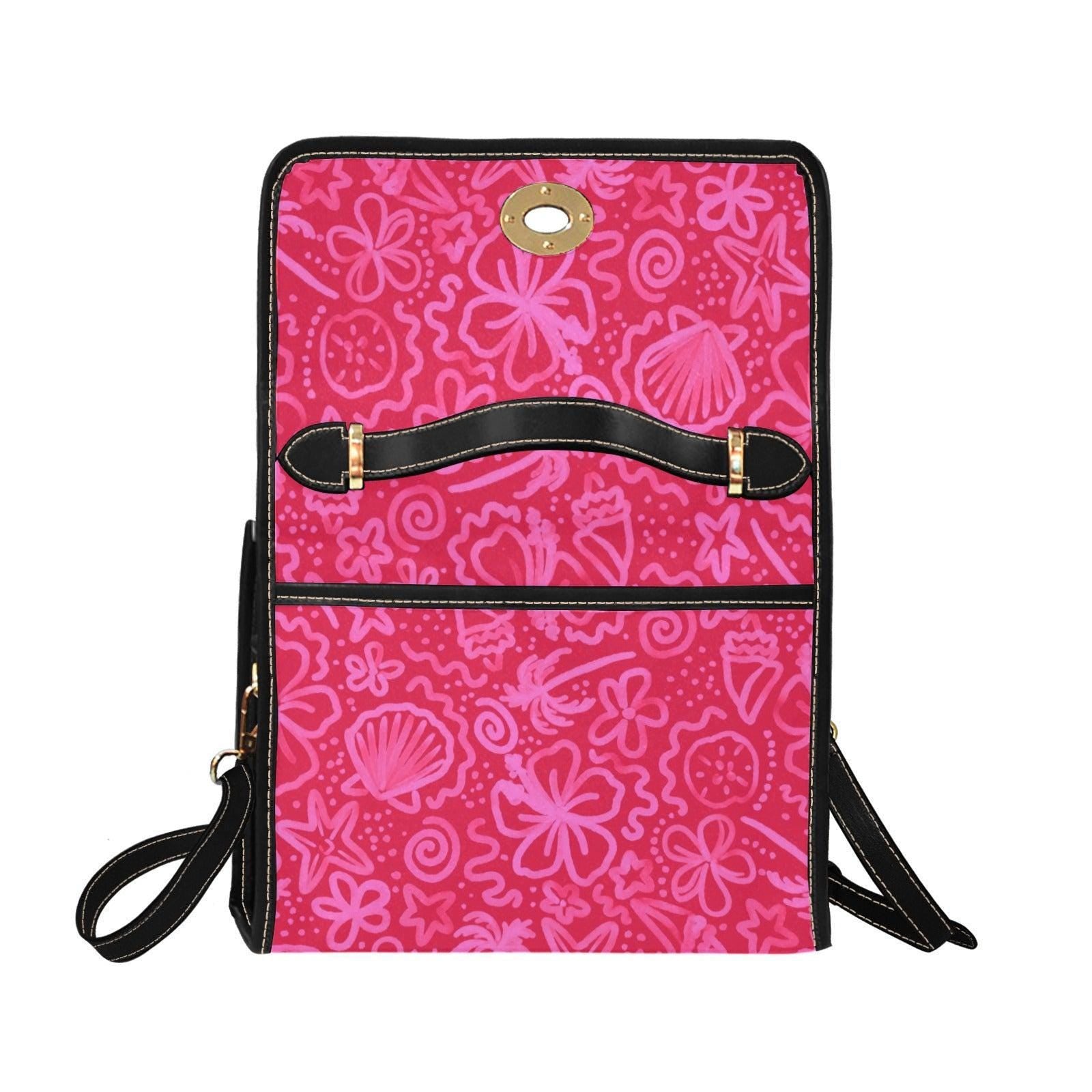 Hot Pink Top Handle Bag, Retro Floral Satchel, Bold Girly Handbag