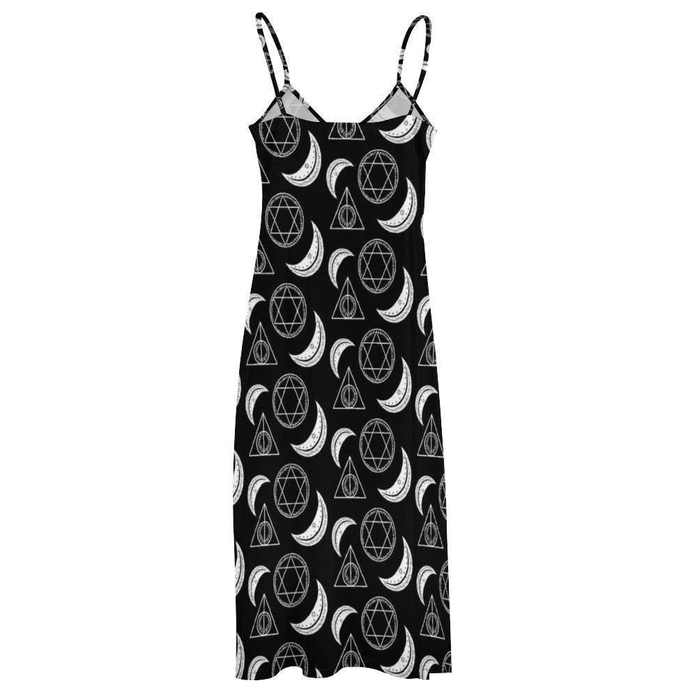 Celestial Tarot Maxi Dress Dark Cottagecore Maxi Dress, Witchy Maxi Dress, Fairy Grunge Dress, Whimsigoth Maxi Dress, Occult Pattern Dress