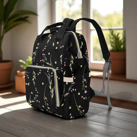Floral Branch Backpack, Botanical Diaper Bag, Cute Mom Backpack, Nature Inspired Baby Bag Gift, Elegant Nursery Backpack for Stylish Moms