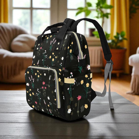 Wildflower Diaper Backpack, Cottagecore Mom Tote, Floral Baby Essentials, Botanical Nursery Bag, Boho Mom Gift, Nature-Inspired Diaper Bag