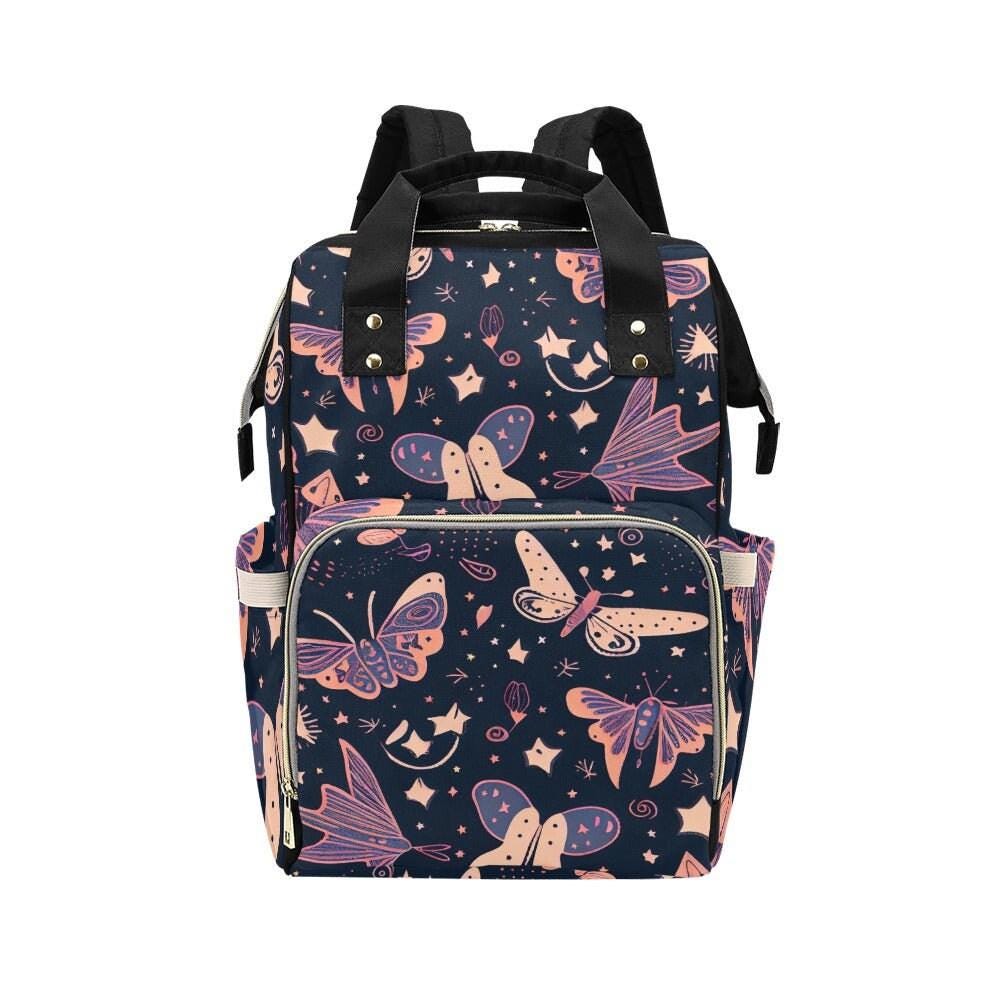 Butterfly Backpack, Celestial Moth Bag, Moon Star Diaper Backpack