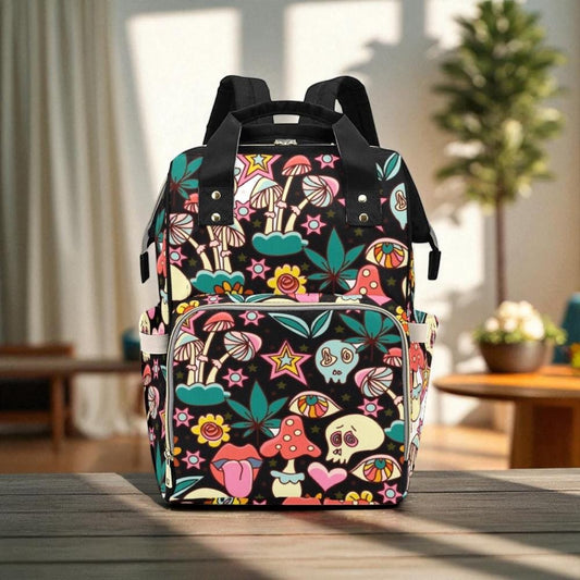 Mushroom Skull Baby Diaper Nappy Bag Goth Baby Bag Goth Backpack Goth Purse Goth Baby Stuff Gothic Baby Stuff Horror Spooky Nursery Baby