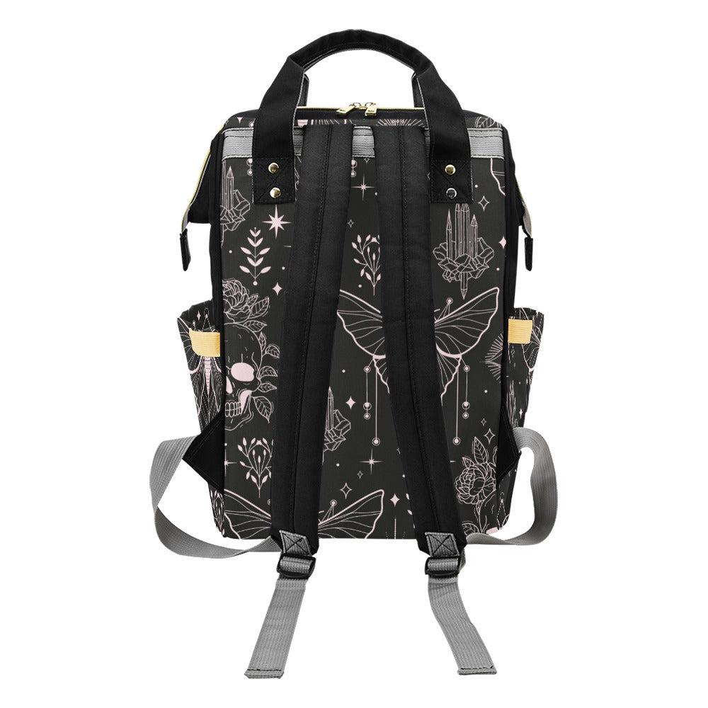 Moth Skull Backpack, Witchy Occult Diaper Bag, Gothic Alternative Travel Pack