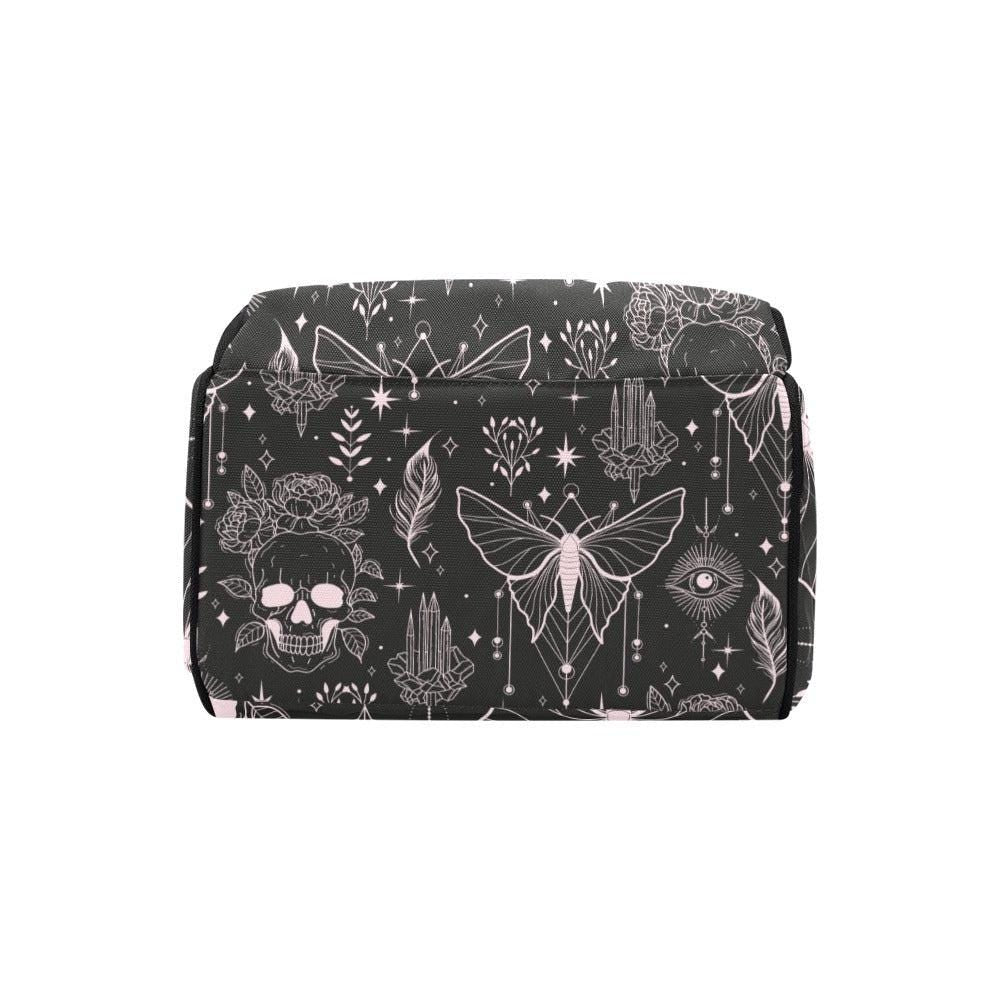 Moth Skull Backpack, Witchy Occult Diaper Bag, Gothic Alternative Travel Pack