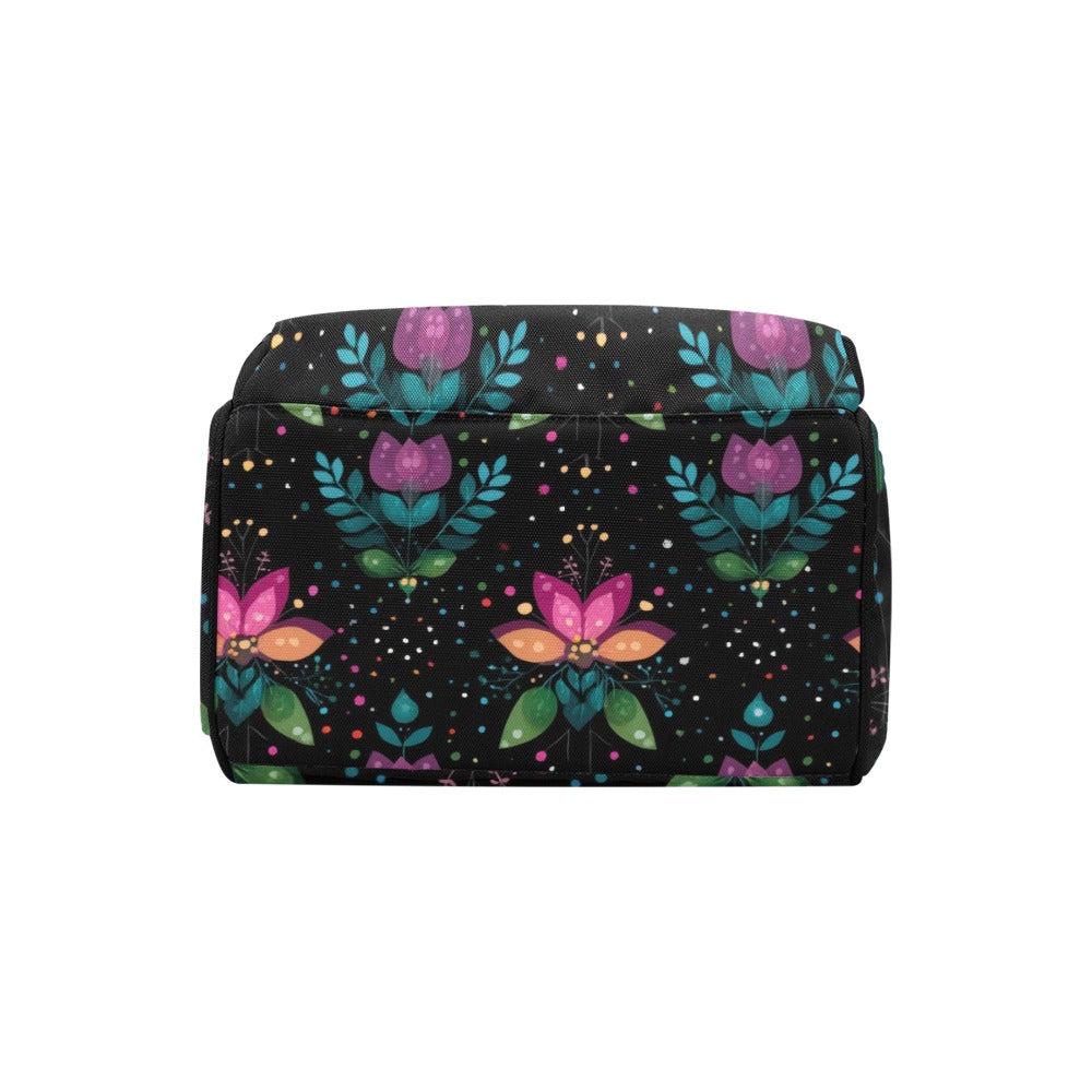 Folk Floral Backpack Colorful Boho School Bag Teacher Diaper Tote