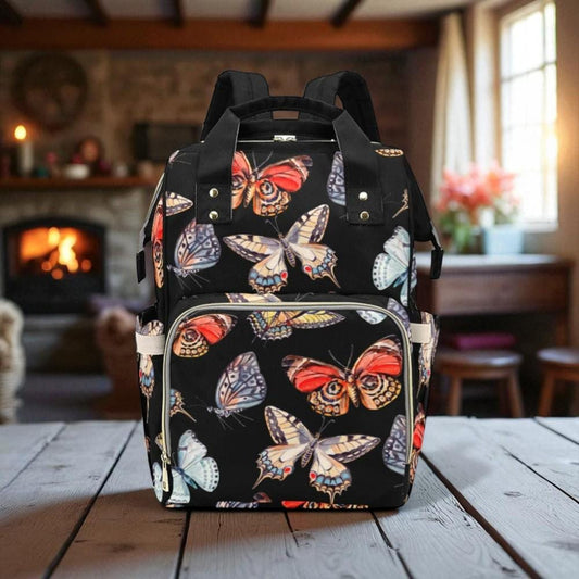 Vintage Butterfly Backpack, Fairycore Diaper Bag, Colorful Witchy Gear, Boho Festival Organizer, Botanical Butterfly Print, Mom Accessory