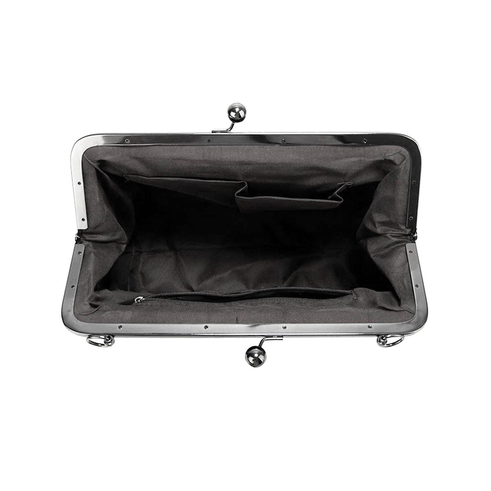 Witch market stripe handbag, bold purple black purse, vintage clasp stripe bag, dark carnival shoulder bag, enchanted stripe print accessory