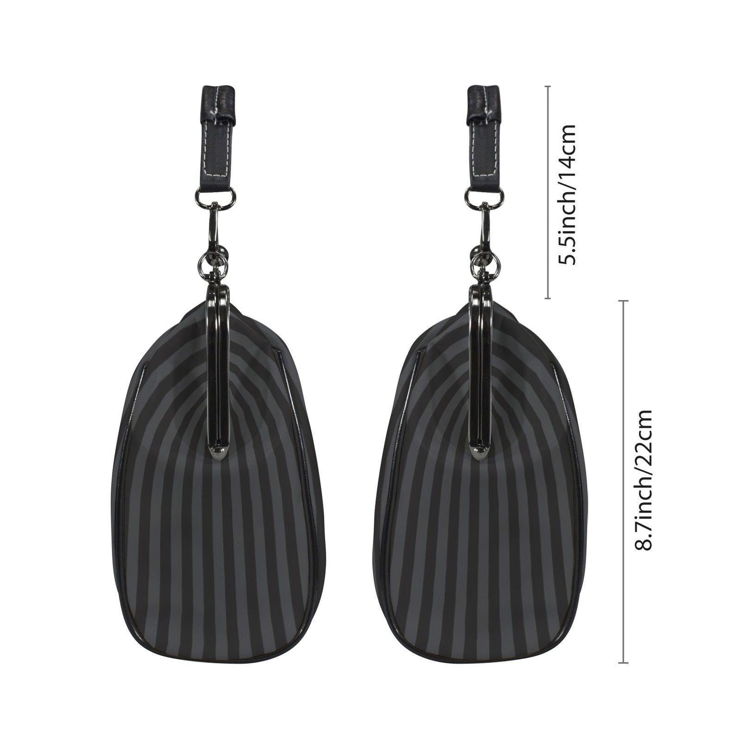 Black Stripe Kisslock Bag, Dark Academia Purse, Witchcore Handbag