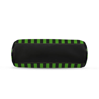 Green Stripe Kisslock Bag, Gothic Witchy Purse, Vintage Alt Fashion Handbag