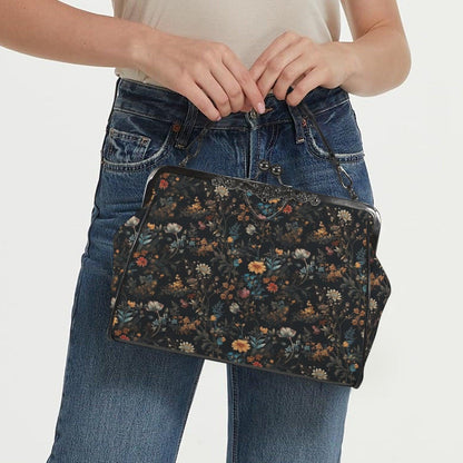 Dark Floral Purse, Gothic Flower Bag, Witchy Floral Clutch
