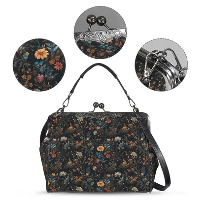 Dark Floral Purse, Gothic Flower Bag, Witchy Floral Clutch