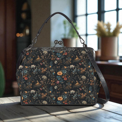 Dark Floral Purse, Gothic Flower Bag, Witchy Floral Clutch