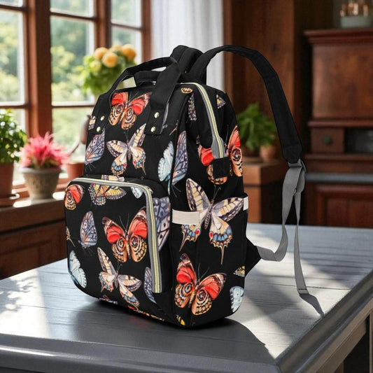 Vintage Butterfly Backpack, Fairycore Diaper Bag, Colorful Witchy Gear, Boho Festival Organizer, Botanical Butterfly Print, Mom Accessory