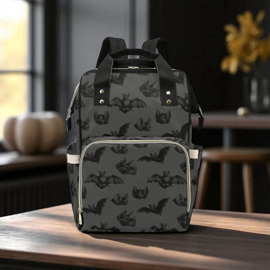 Spooky Bat Diaper Bag, Halloween skeleton baby multifunctional backpack, nappy sack or book bag for new gothic mom or dark witchy student
