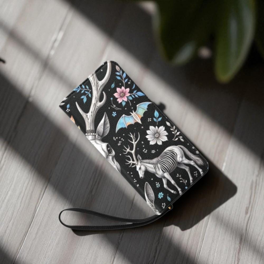 Gothic deer skull backpack, witchy floral diaper bag, dark forest antler bag, skull and flower backpack, pagan mom travel bag, spooky bag