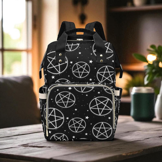 Pentagram Stars Backpack: Witchy Celestial Diaper Bag