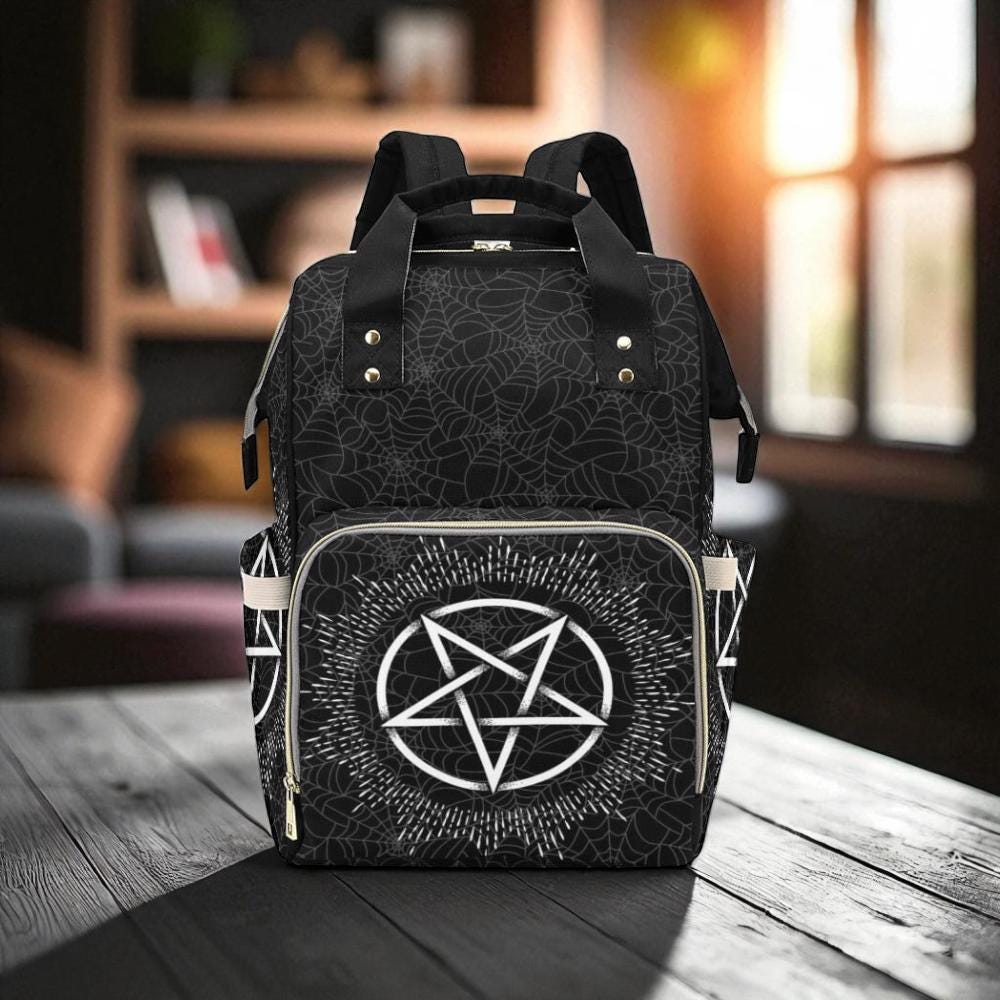 Pentagram Occult Backpack: Witchy Festival Diaper Bag, Dark Academia Satchel