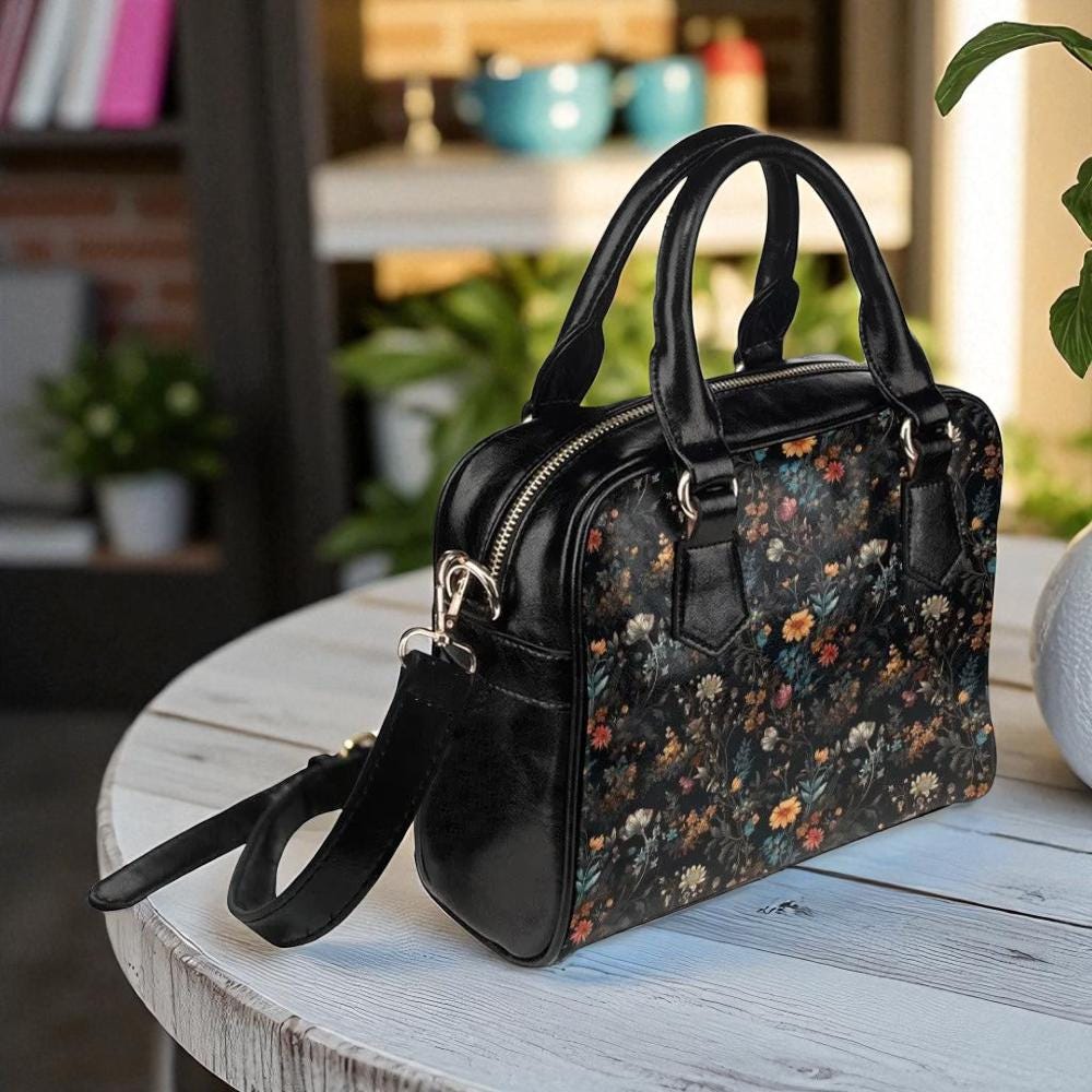 Dark Floral Satchel