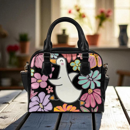 Goose Floral Satchel, Cottagecore Animal Handbag, Whimsical Nature Purse