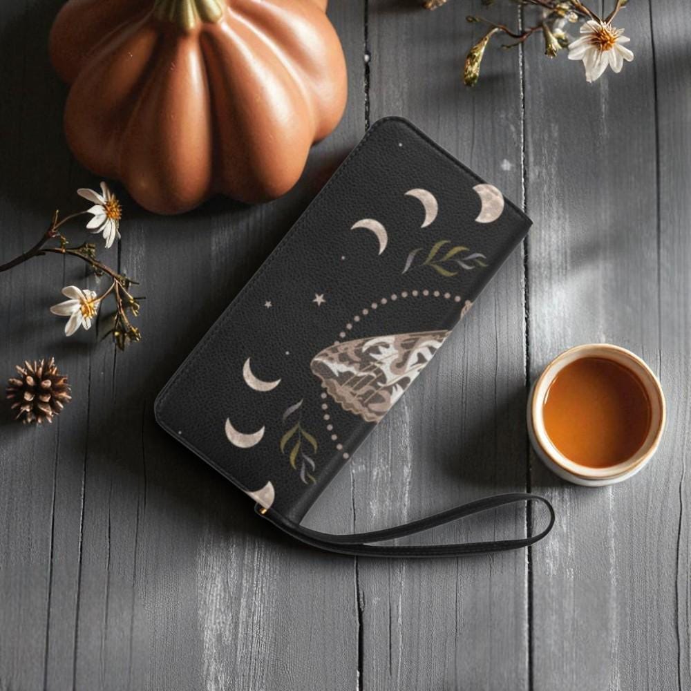 Celestial Moth Backpack, Moon Phases Bag, Witchy Gift for Christmas