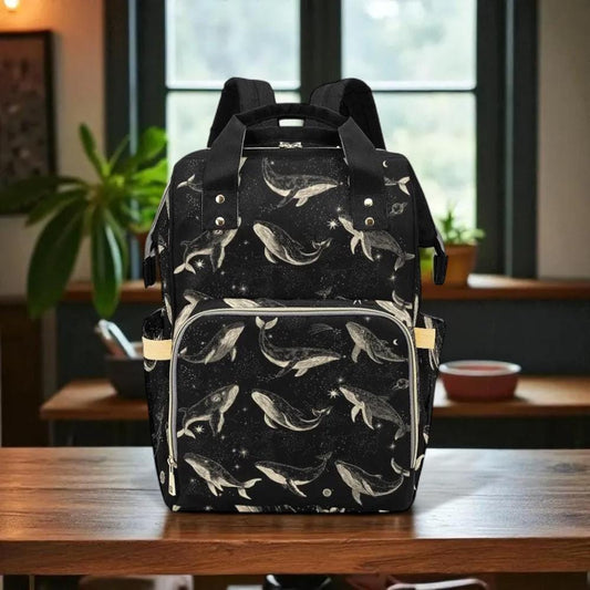 Whale Print Backpack, Ocean Diaper Bag, Teacher Work Bag, Mom Gift