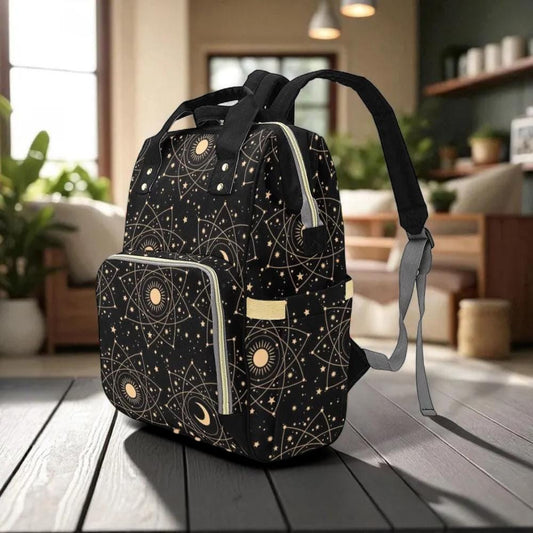 Sun and Moon Backpack Black Celestial School Bag Witchy Mom Tote
