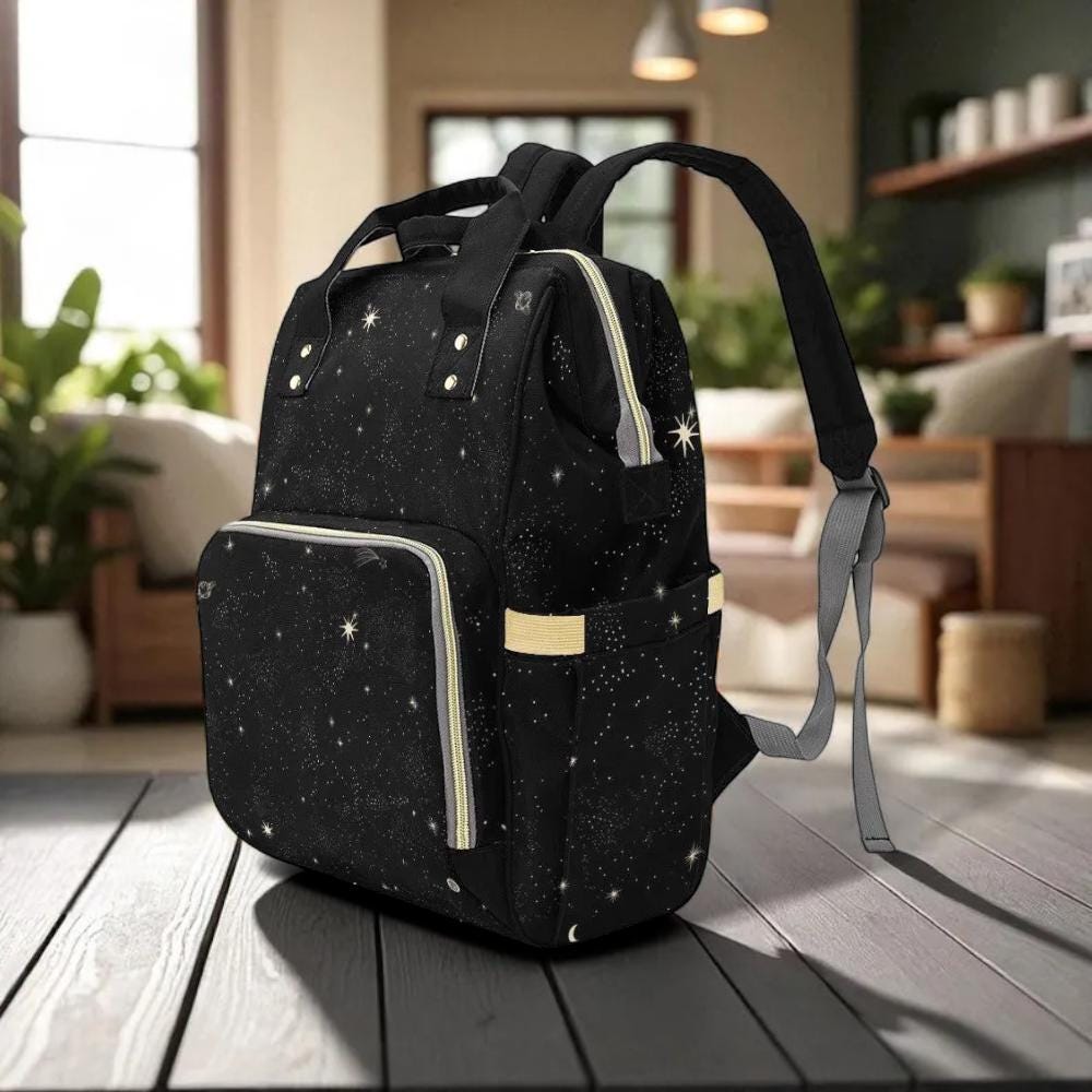 Starry Night Backpack, Celestial Diaper Bag, Witchy Astrology Travel Pack
