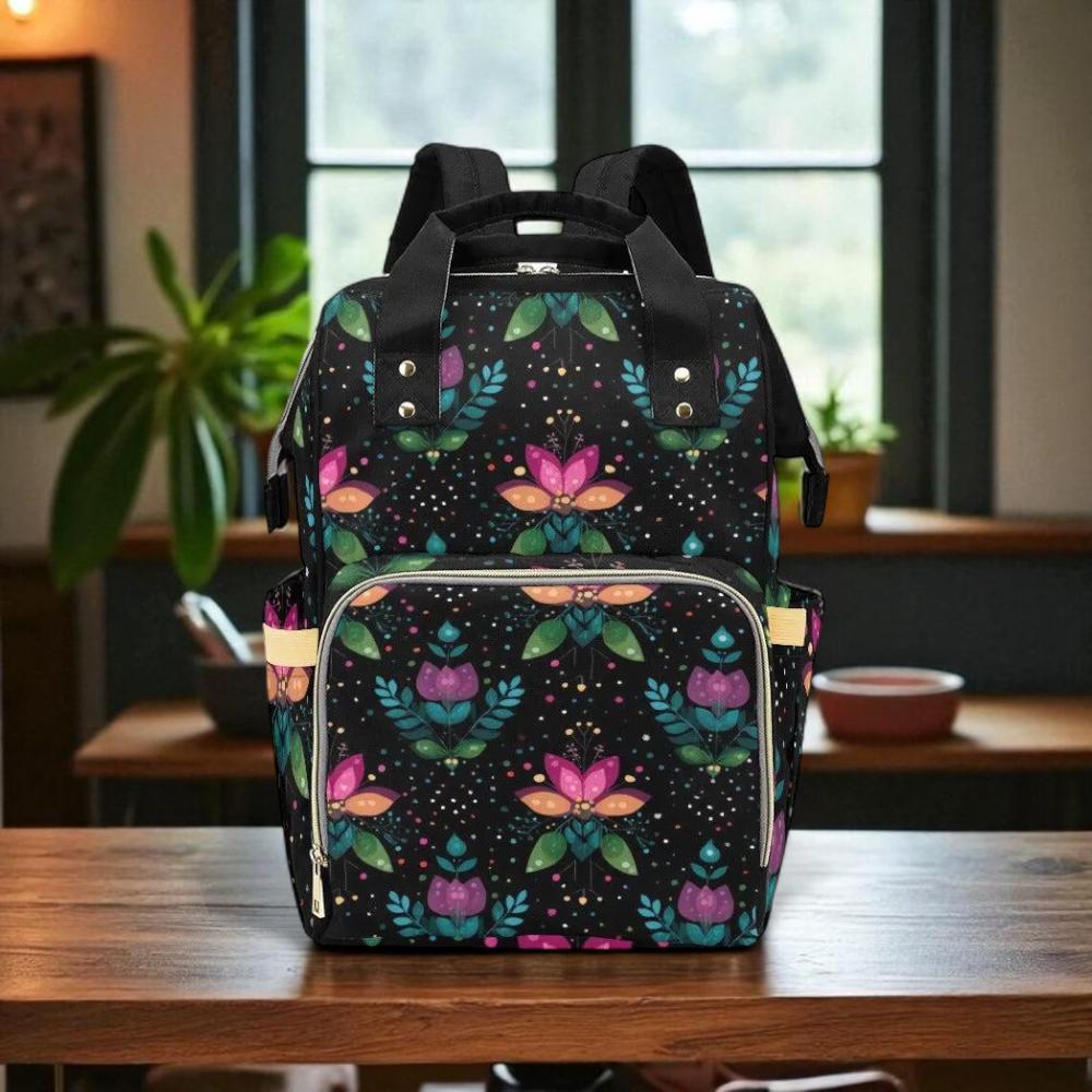 Folk Floral Backpack Colorful Boho School Bag Teacher Diaper Tote