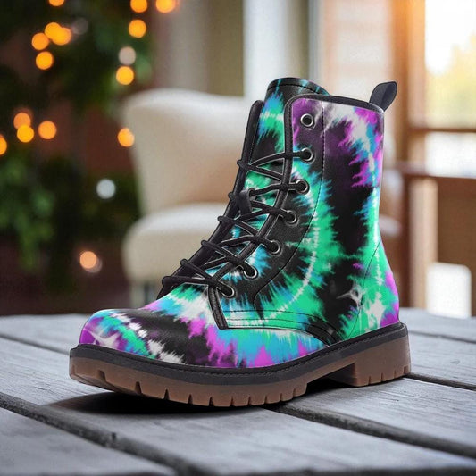 Pastel Glitter Boots, Blue Speckled Combat Shoes, Fairy Grunge Lace Up Ankle Boots