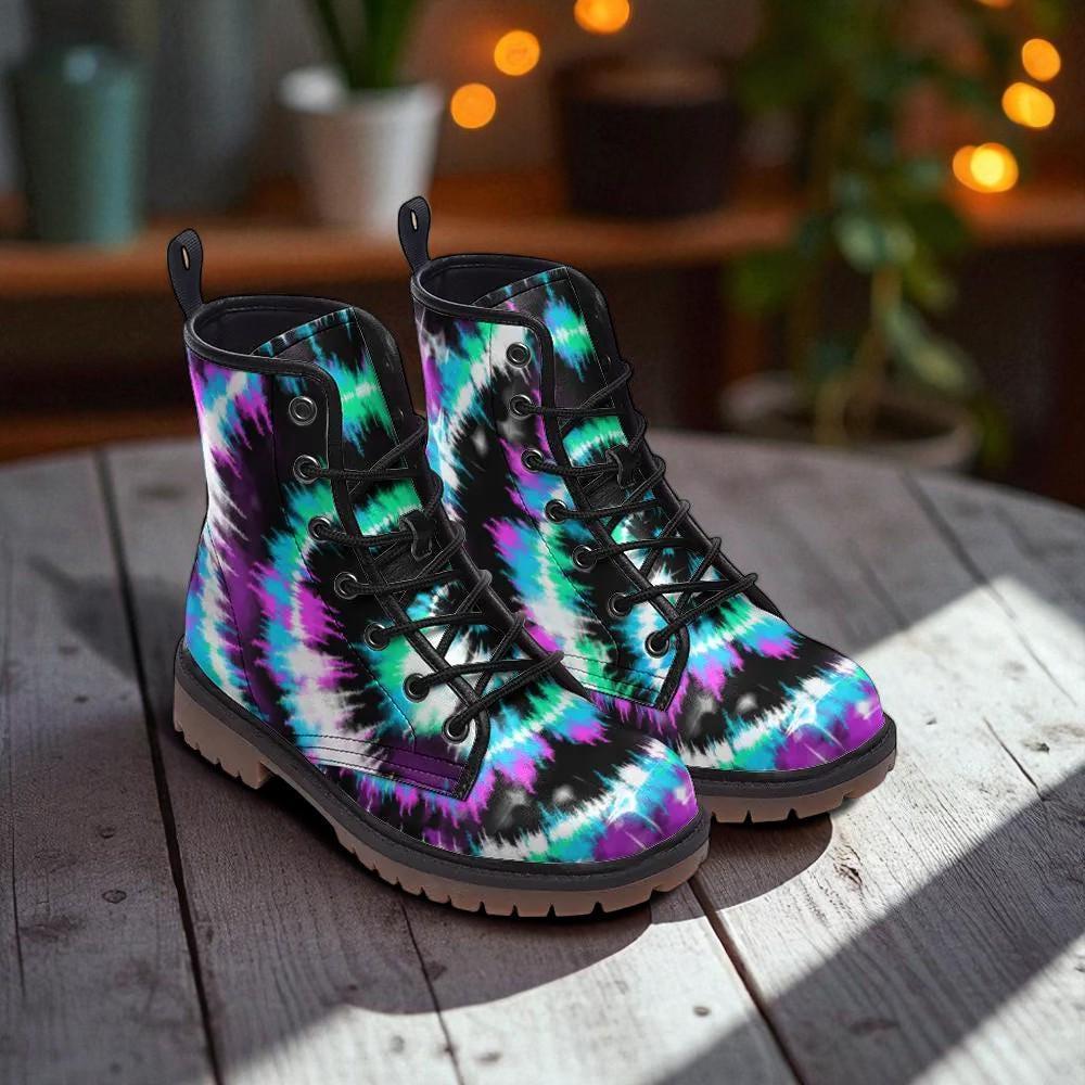 Pastel Glitter Boots, Blue Speckled Combat Shoes, Fairy Grunge Lace Up Ankle Boots
