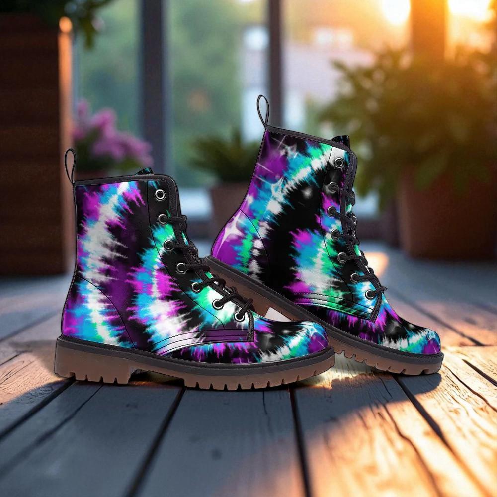 Pastel Glitter Boots, Blue Speckled Combat Shoes, Fairy Grunge Lace Up Ankle Boots