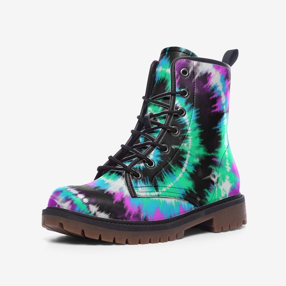 Pastel Glitter Boots, Blue Speckled Combat Shoes, Fairy Grunge Lace Up Ankle Boots