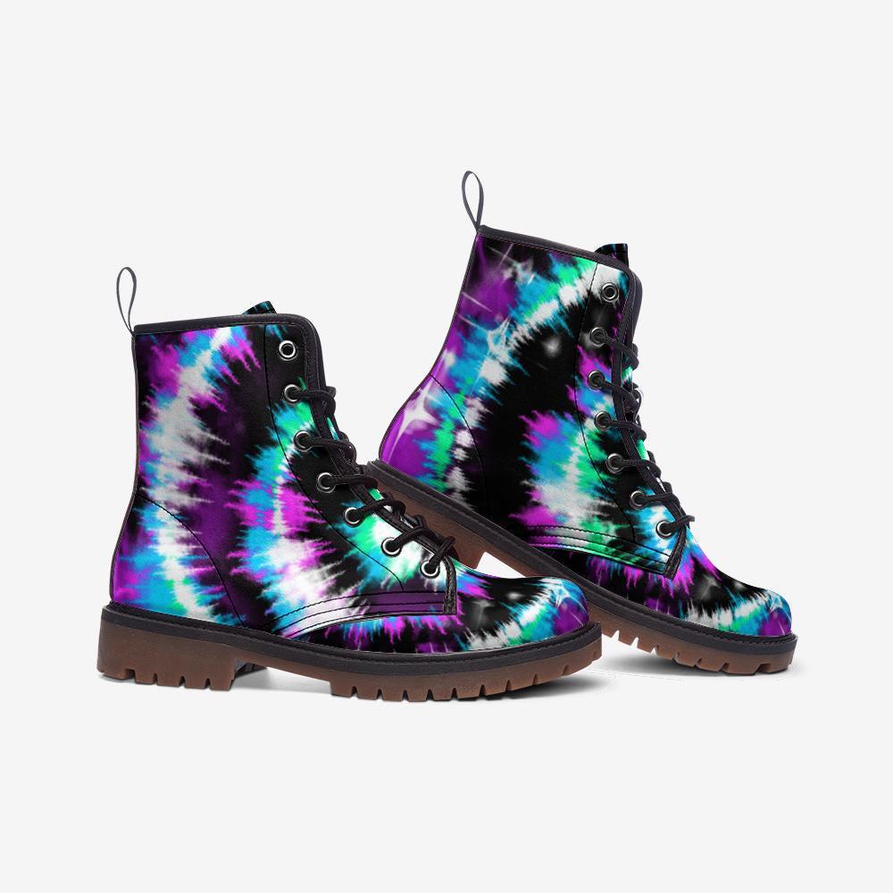 Pastel Glitter Boots, Blue Speckled Combat Shoes, Fairy Grunge Lace Up Ankle Boots