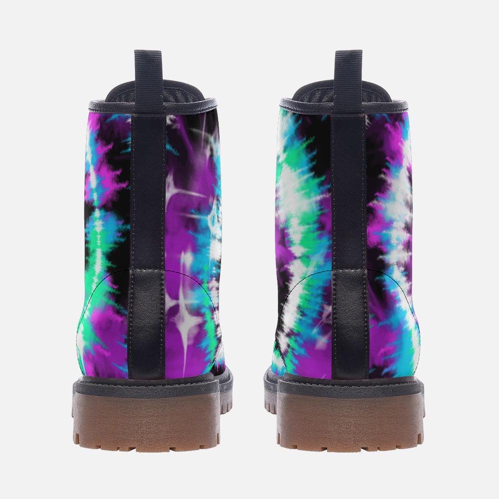 Pastel Glitter Boots, Blue Speckled Combat Shoes, Fairy Grunge Lace Up Ankle Boots