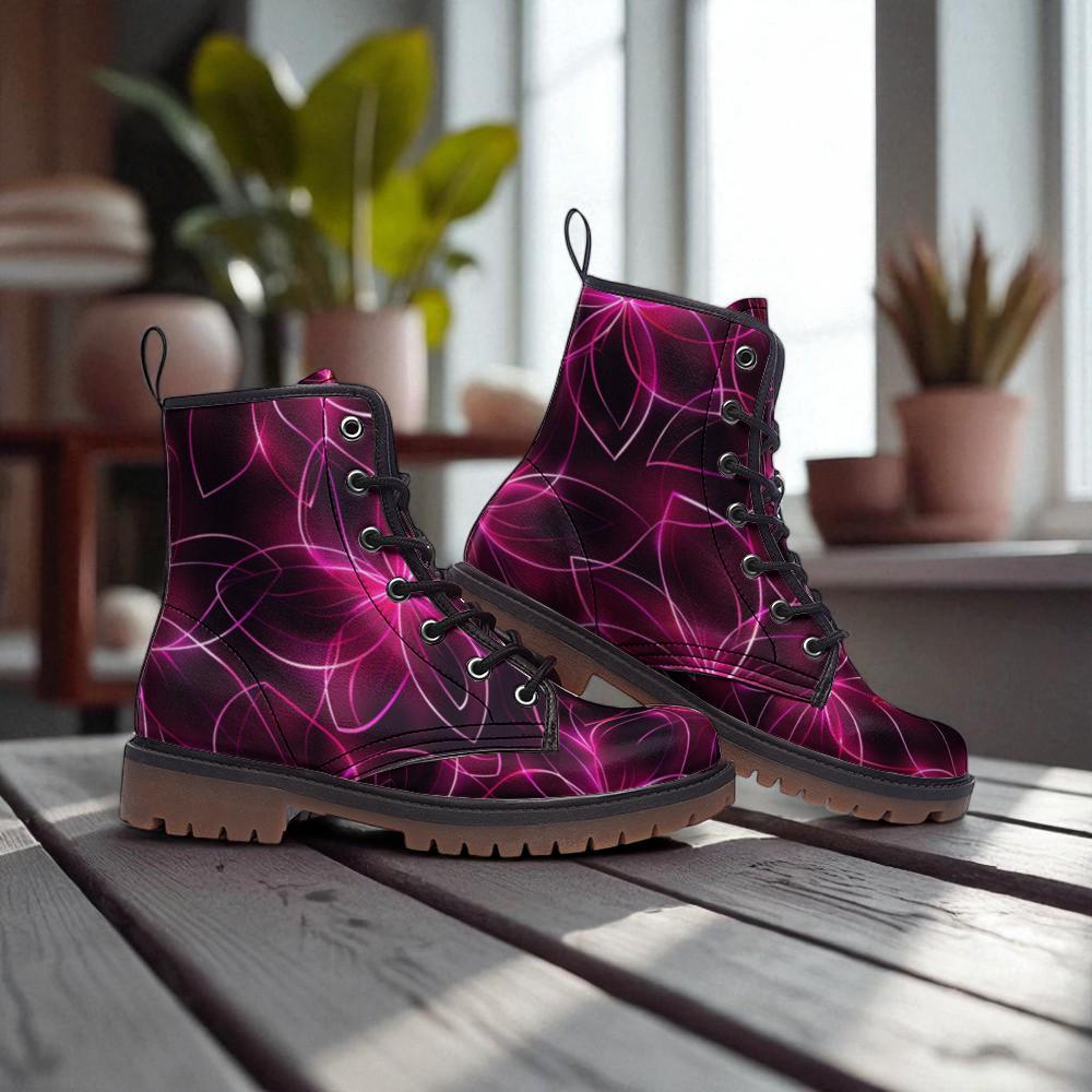 Spiderweb Combat Boots, Neon Halloween Lace Up Boots, Colorful Goth Festival Shoes
