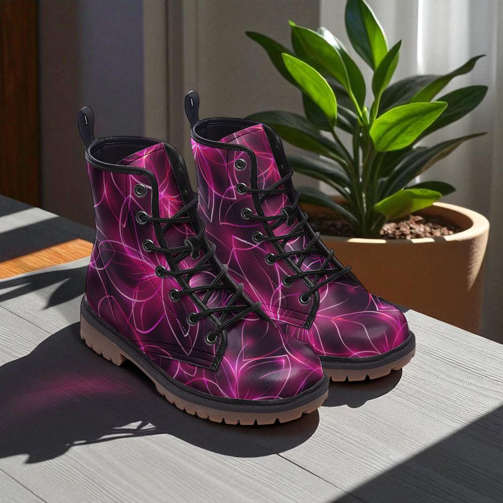 Spiderweb Combat Boots, Neon Halloween Lace Up Boots, Colorful Goth Festival Shoes