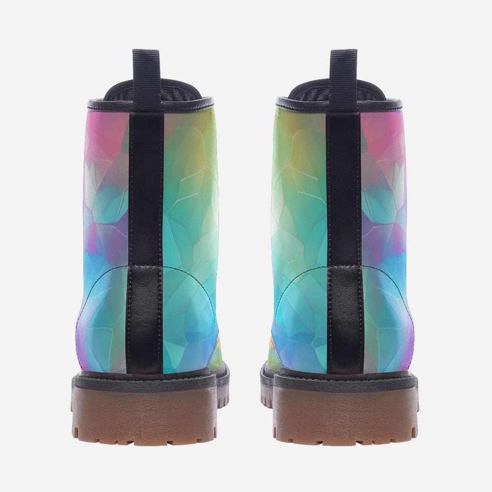Pastel Iridescent Boots, Colorful Festival Fairy Combat Shoes