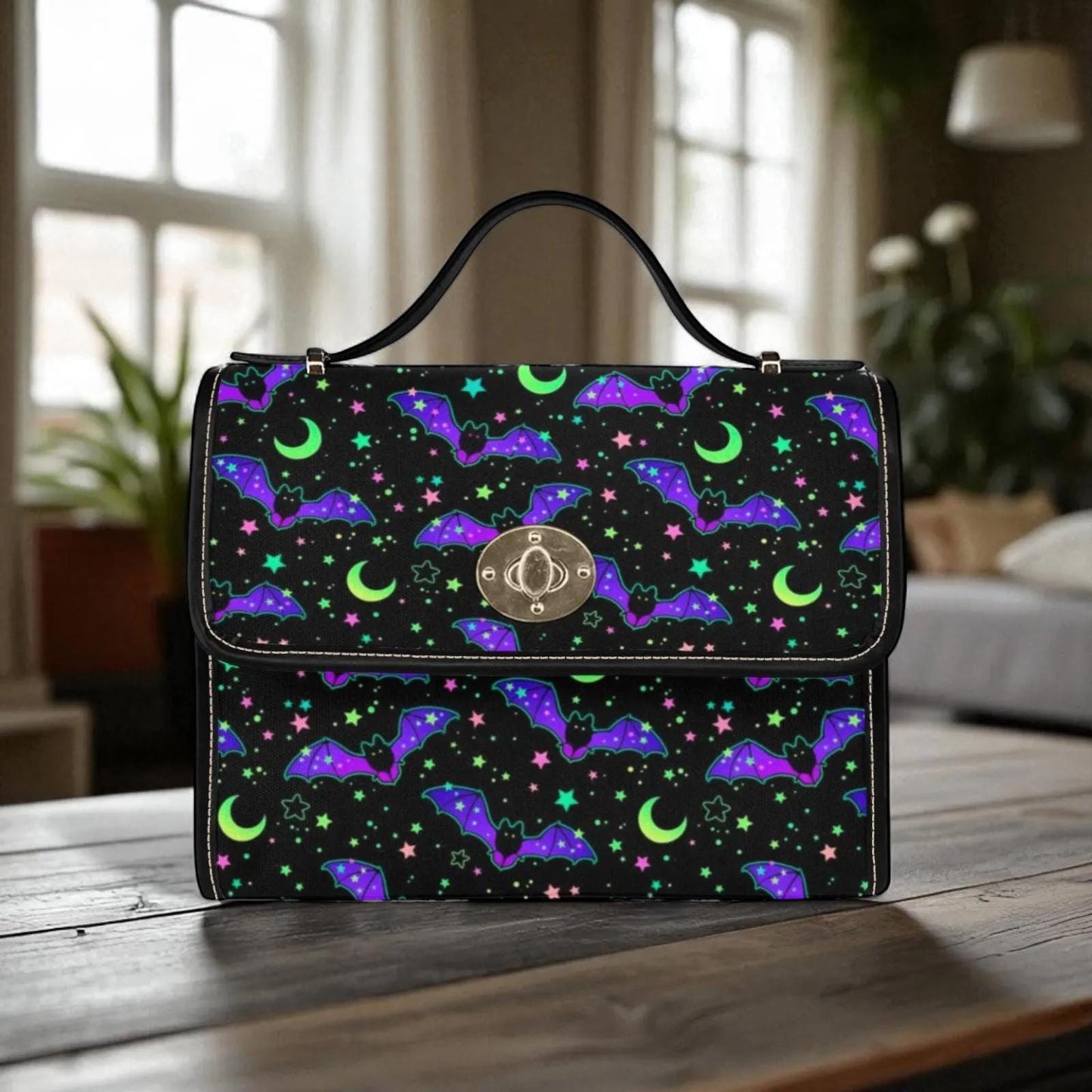 Neon Bat Crossbody Bag: Glow in the Dark Goth Handbag