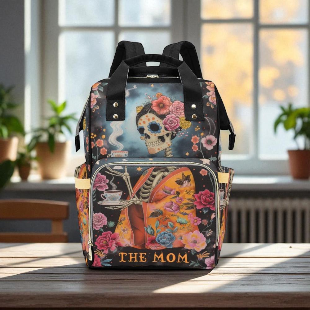 Skeleton Tea Mom Backpack: Witchy Halloween Diaper Bag