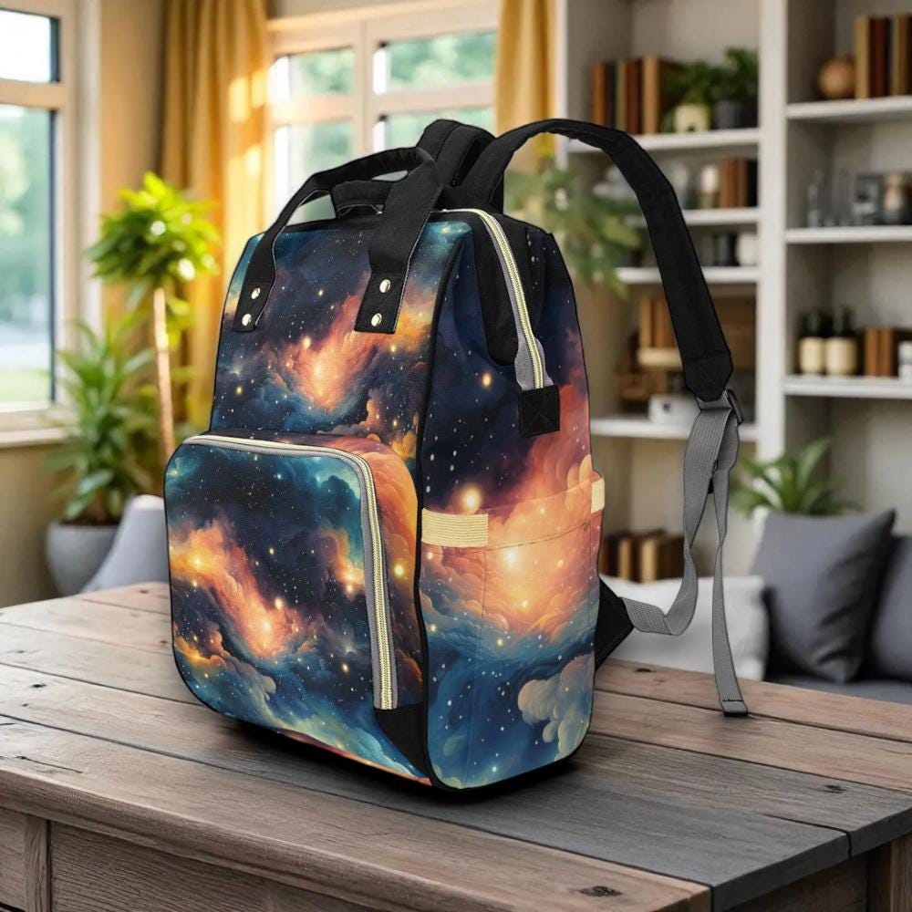 Galaxy Cloud Backpack, Celestial Diaper Bag, Cosmic School Tote Gift