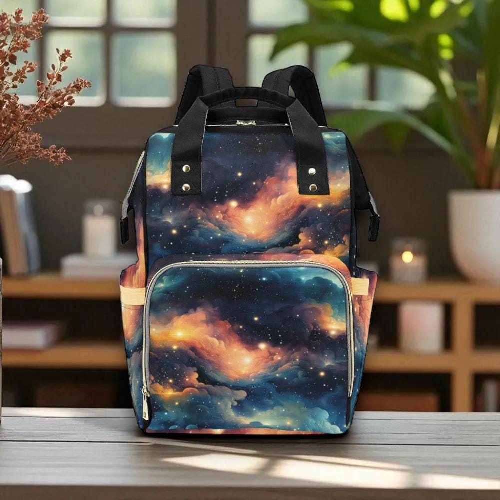 Galaxy Cloud Backpack, Celestial Diaper Bag, Cosmic School Tote Gift